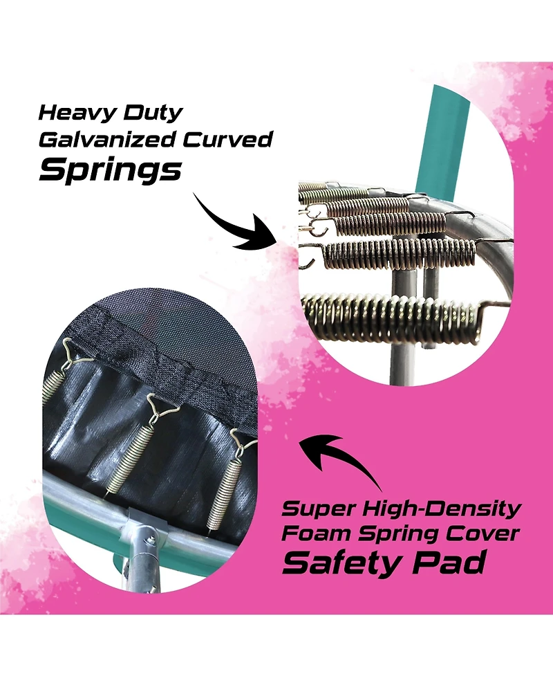 Plexalife Pumpkin-Shaped Outdoor Trampoline Set with Premium Top-Ring Frame Safety Enclosure, 14 Ft - Dark Green