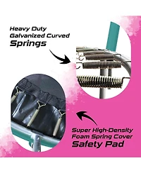 Plexalife Pumpkin-Shaped Outdoor Trampoline Set with Premium Top-Ring Frame Safety Enclosure, 14 Ft - Dark Green