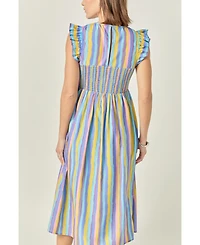 English Factory Women's Stripe smocking Midi dress