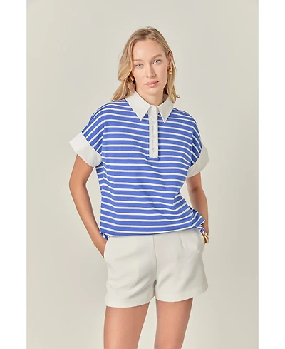 English Factory Women's Stripe Collar Sweatshirt