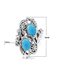 American West Jewelry Sterling Silver Sleeping Beauty Turquoise Vine and Leaf Bypass Ring