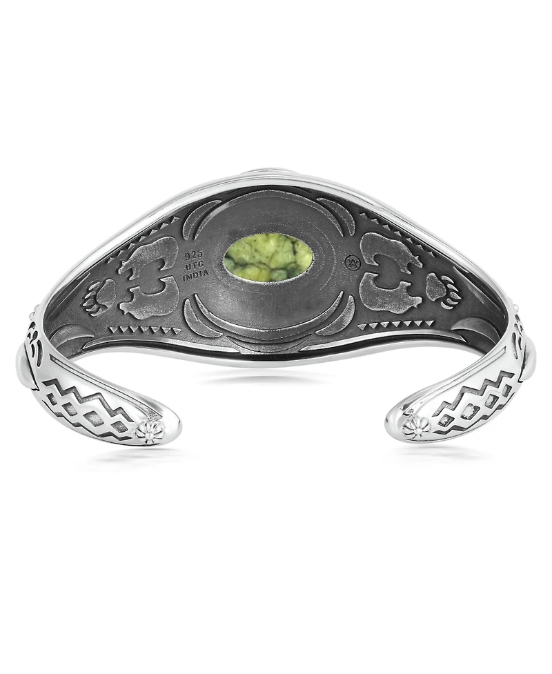 American West Jewelry Sterling Silver Serpentine Oval Cut Bear Cuff Bracelet