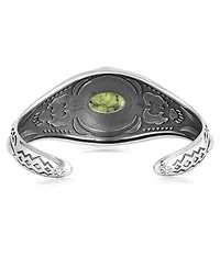 American West Jewelry Sterling Silver Serpentine Oval Cut Bear Cuff Bracelet