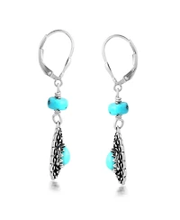 American West Jewelry Sterling Silver Kingman Turquoise Pear-Shaped Concha Lever Back Earrings