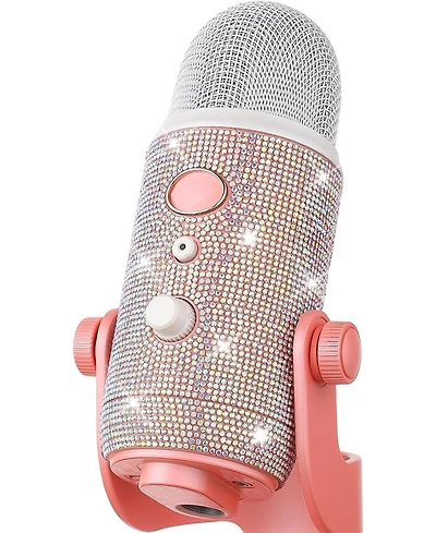 ZealSound Blue Yeti Bling Sticker, Rhinestone Crystal Diamond Diy Decoration Shiny Skin Cover for Yeti & Yeti Pro Microphones (Silver)