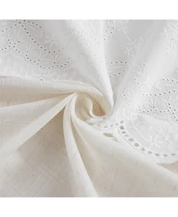 Lush Decor Brigitte Embroidery Eyelet Scalloped Edge Kitchen Tiers Neutral Pair 29x24