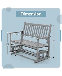 Gymax Patio Glider Loveseat Chair Swing Rocking Bench w/ Curved Backrest & Slatted Seat