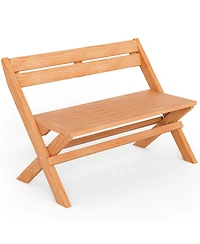 Gymax Indonesia Teak Wood Outdoor Bench Folding 2-Person Patio Garden Bench Loveseat
