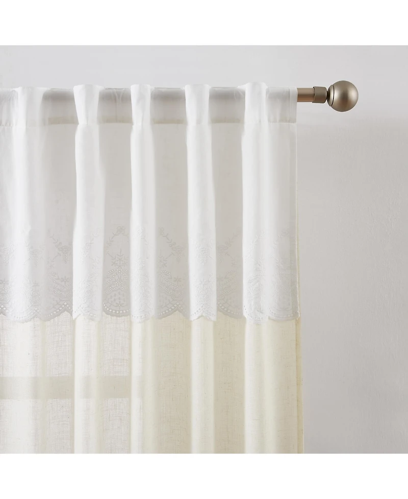 Lush Decor Brigitte Embroidery Eyelet Scalloped Edge Window Curtain Panels Neutral Pair 38x84