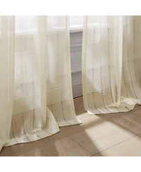 Lush Decor Calia Textured Stripe Sheer Window Curtain Panels Neutral Pair 52x84