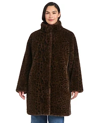 Jones New York Plus Size Stand-Collar Faux-Fur Coat