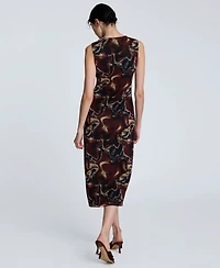 Kenneth Cole Women's Printed Side-Twist Sleeveless Midi Dress