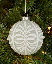 Holiday Lane Iced Delight White Glitter Decor Ball Ornament, Macy's Exclusive
