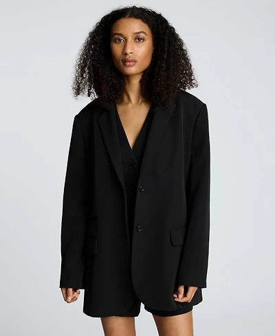 Kenneth Cole Women's Luxe Twill Two-Button Boyfriend Blazer