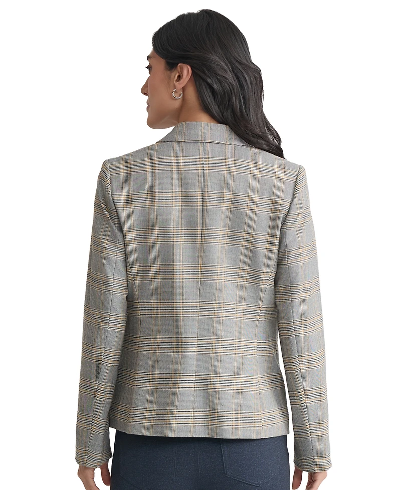 Jones New York Women's Plaid Faux-Double-Breast Blazer