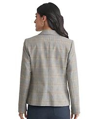 Jones New York Women's Plaid Faux-Double-Breast Blazer