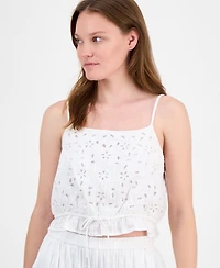 Lucky Brand Women's Cotton Straight-Neck Cutwork Tank Top