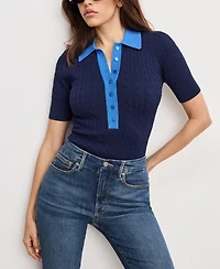 Good American Women's Cable Knit Button Up Bodysuit