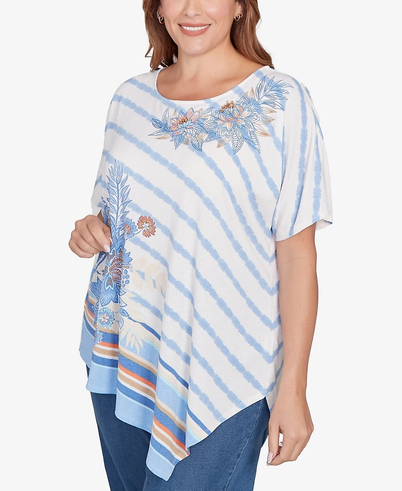 Ruby Rd. Plus Embellished Boho Stripe Top