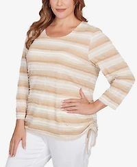 Ruby Rd. Plus Textured Stripe Drawstring Top