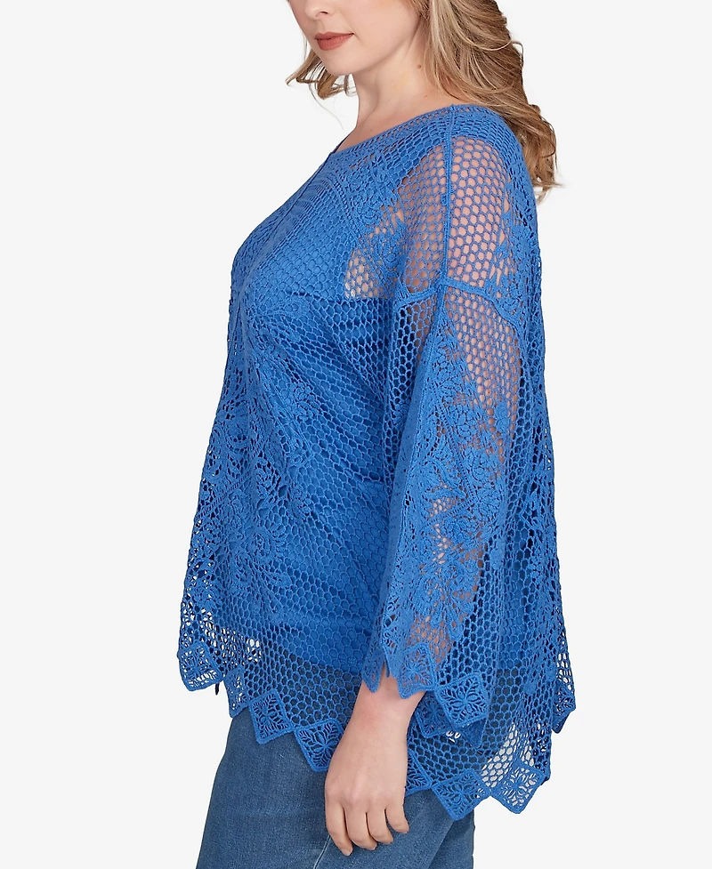 Ruby Rd. Plus Size Lined Medallion Crochet Top