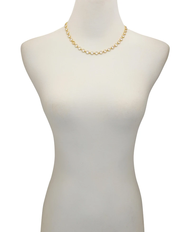 Vince Camuto Gold Tone Cubic Zirconia Bezel Necklace