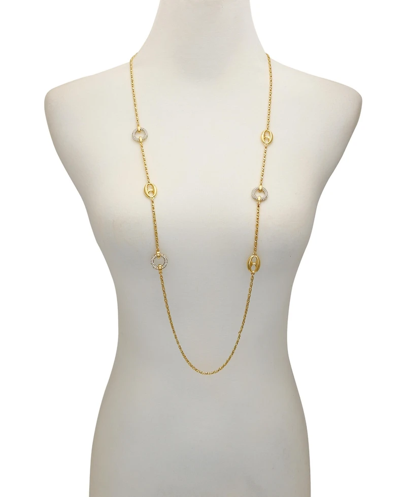 Vince Camuto Signature Mixed Link Pave Long Necklace
