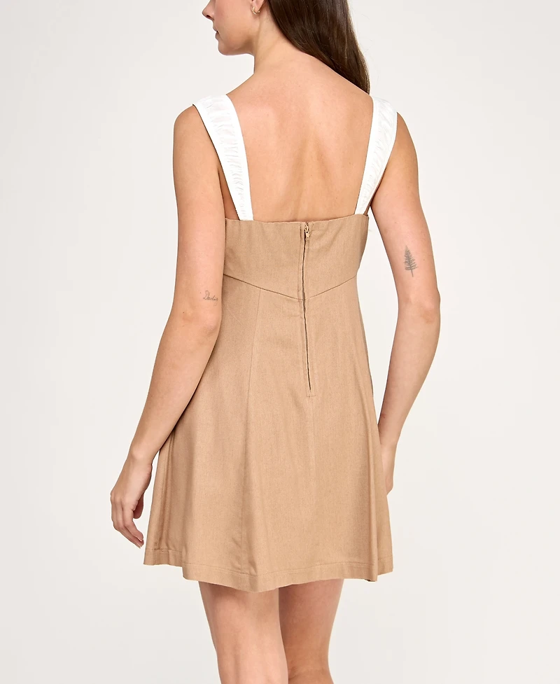 Trixxi Juniors' Printed Contrast-Trim Sleeveless Fit & Flare Dress