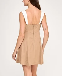 Trixxi Juniors' Printed Contrast-Trim Sleeveless Fit & Flare Dress
