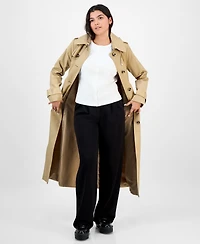 London Fog Women's Hooded Belted Maxi Trench Coat