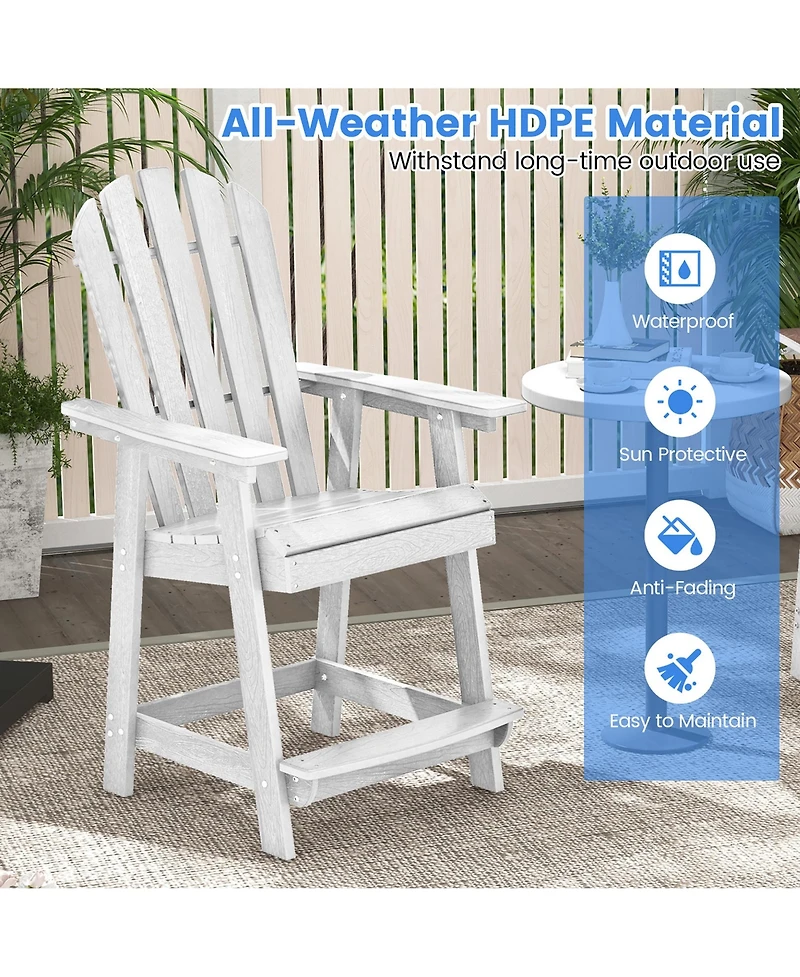 Gymax Tall Bar Stool Hdpe Chair w/ Armrest Footrest Home Indoor Outdoor Patio
