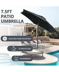 7.5ft 7.5ft Patio Umbrella with Crank and Push Button Tilt, Outdoor Table Market Umbrella with Aluminum Pole