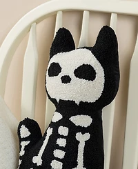 Glitzhome Halloween Hooked Skeleton Cat Shaped Decorative Pillow, 9" x 4"