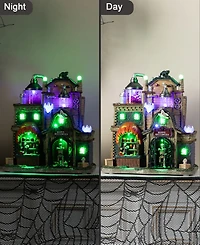 Glitzhome 11" Lighted Resin Halloween Haunted House Village