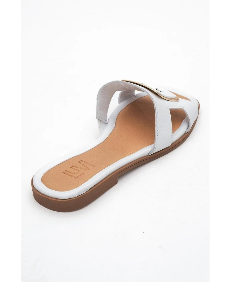 Millie Leather Buckle Slide (Women)