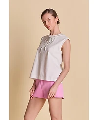 English Factory Women's Rhinestone Bow Sleeveless Top