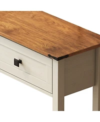 Farmhouse Style Console Table with 2 Drawer and Bottom Storage Shelf for Entryway, Rustic Side Table with Storage Drawer and Shelf
