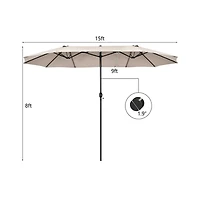 15 Feet Patio Double-Sided Umbrella with Hand-Crank System