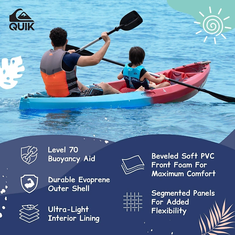 Quiksilver Uscg Approved Life Jacket, Evoprene Pfd Pvc Foam Swim Vest