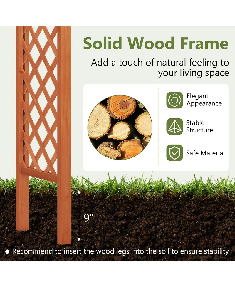 Costway Arbor Over 7FT High Wooden Garden Arch Trellis Pergola Outdoor Patio Plant