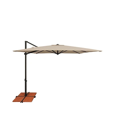 Mondawe 8.6FT Solefin Square Cantilever Umbrella with Cross Bar Stand,Black Frame