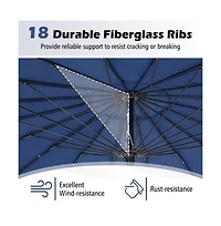 9 Feet Round Patio Umbrella with 18 Fiberglass Ribs