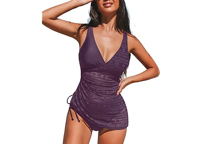 Cupshe Women's Surplice V Neck Drawsrting Tankini Sets