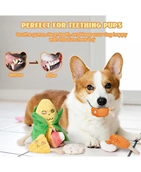 Nocciola Squeaky Crinkle Corn Dog Toys: Durable Plush Stuffed Yellow Pet Chew Toys for Small Medium Breeds Teething, Cute Interactive, 7 Packs