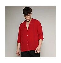 Campus Sutra Men's Crimson Red Slash Collar Shirt