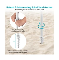 6.5 feet Beach Umbrella with Fringe Outdoor Tassel Push Button Tilt