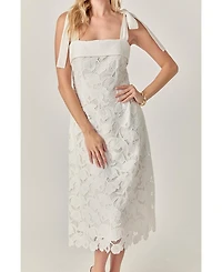 English Factory Women's Bow Sleeveless Lace Midi Dress