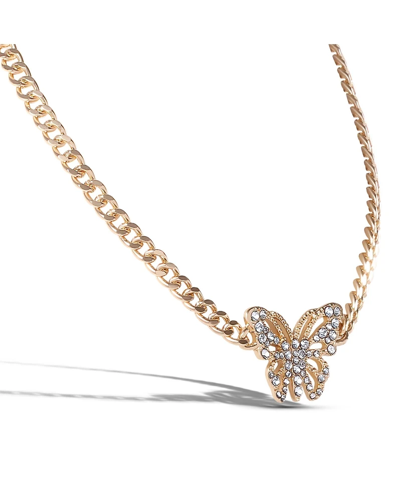 Jessica Simpson Butterfly Pendant Chain Necklace