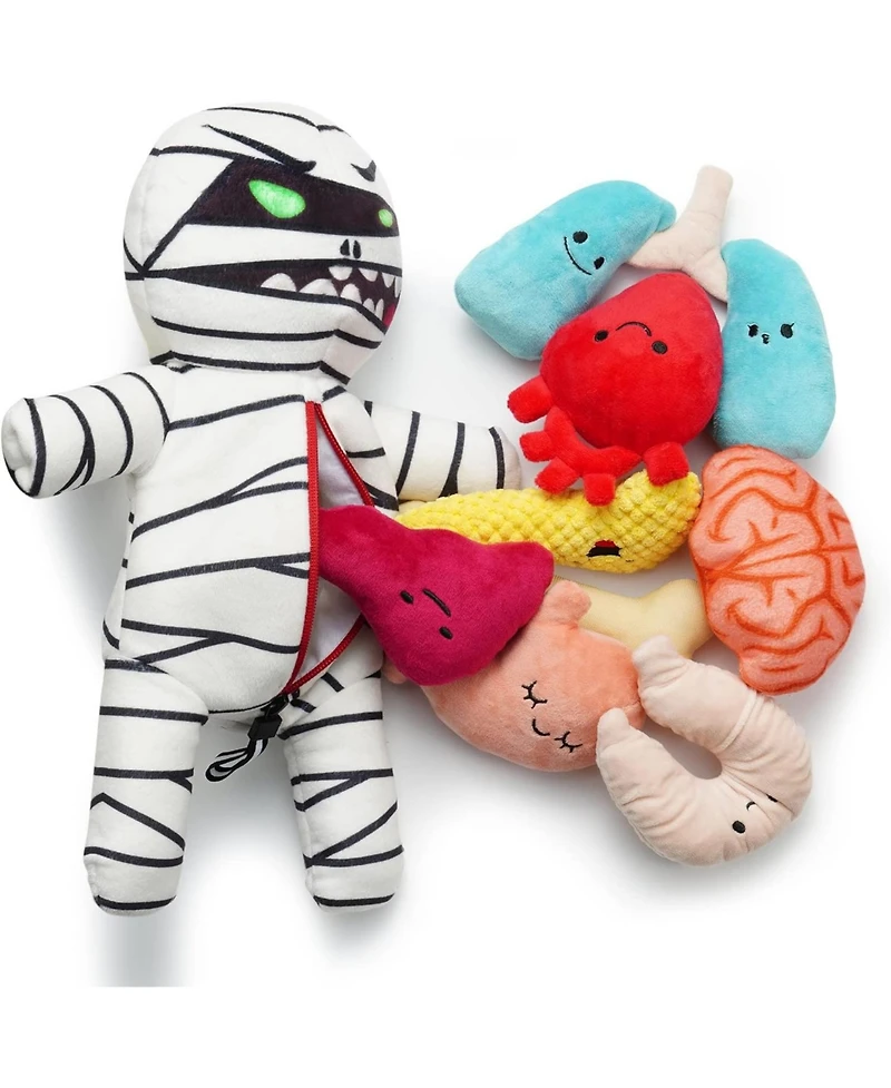 Nocciola 9-in-1 Zombie Plush Squeaky Dog Toy with 8 Organ-Shaped Toys for Small Medium Dogs