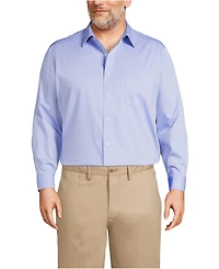 Lands' End Big & Tall Traditional Fit Solid No Iron Supima Pinpoint Straight Collar Dress Shirt